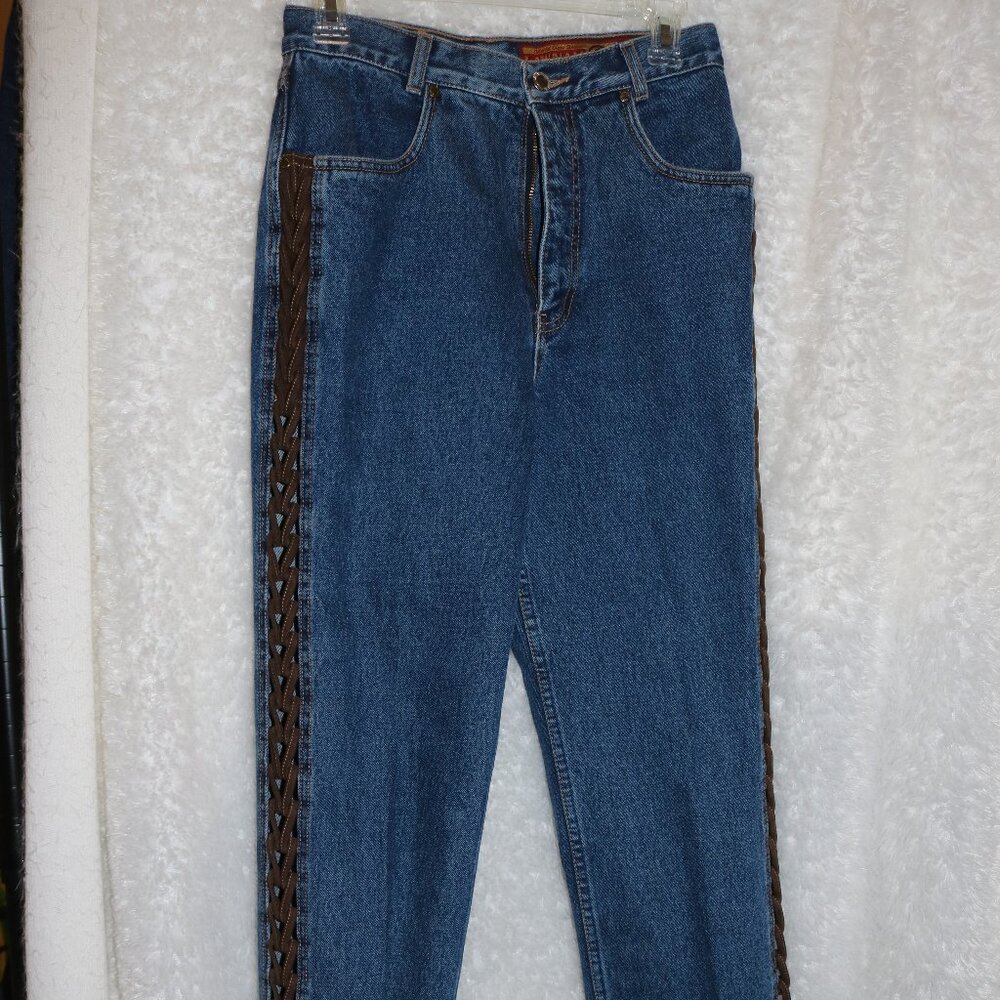 vintage Lawman denim jeans with a slim fit leather embellishment size 9